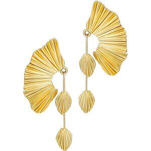 18K Gold Plated Boho Fan Earrings | Chunky Statement Dangle